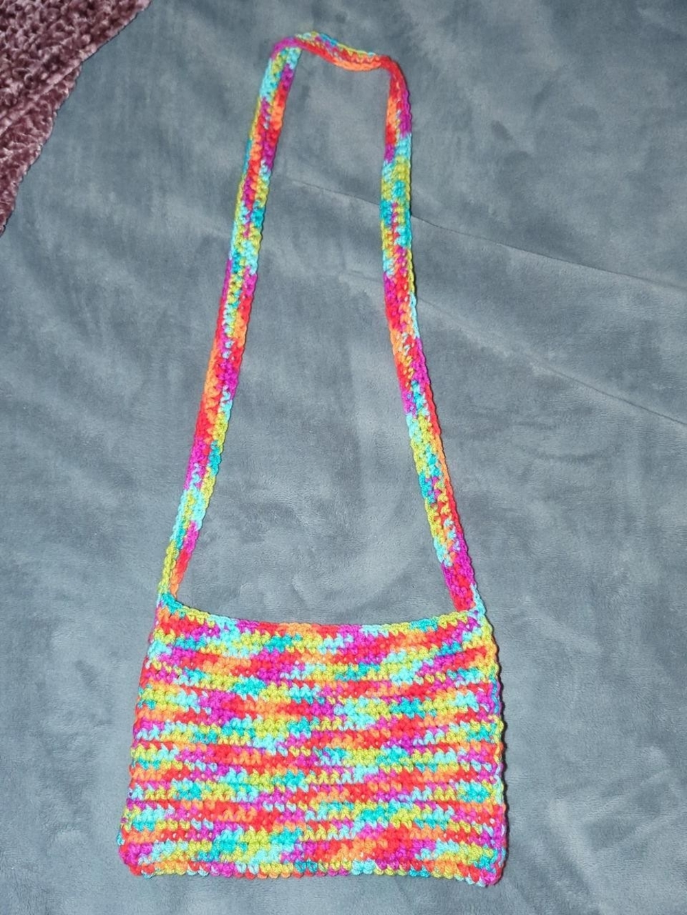 Handmade Multicolor Crochet Crossbody Bag - Rainbow Colors